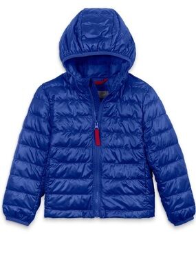 Primary Kids Lightweight Puffer Colbalt Blue Hooded Zip Up Jacket Coat Size 4/5